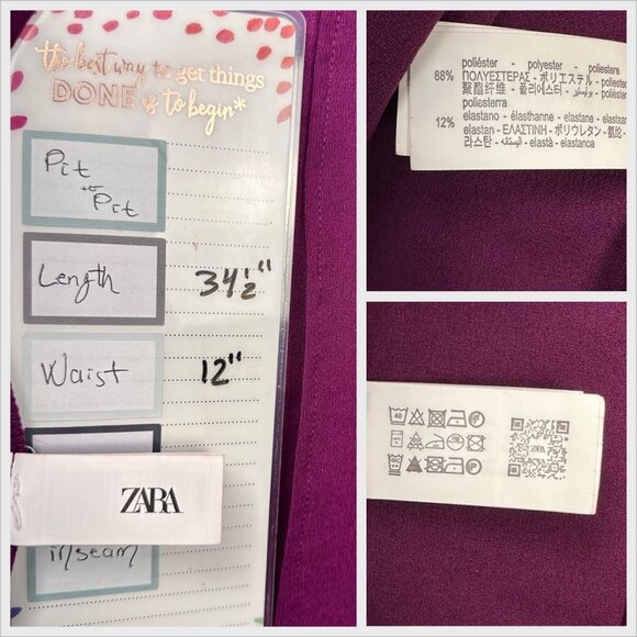 Zara Womens Maxi Pencil Skirt Burgundy Sz S High Waist-Back Slit-Elastic Waist - Picture 8 of 9